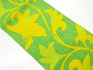 手織り真綿紬花唐草模様織出し名古屋帯